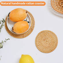 1PC Round Natural Rattan Coasters Bowl Pad Handmade Insulation Placemats Table Padding Cup Mats Kitchen Decoration Accessories 2024 - buy cheap