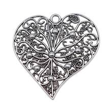 WYSIWYG 1pcs 52x52mm Filigree Carved Heart Charm Pendants Large Hollow Carved Heart Charm Pendant For Jewelry Making 2024 - buy cheap