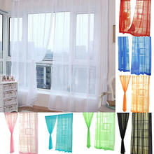 2pc Pure Color Tulle Curtain Door Window Curtain Drape Panel Sheer Scarf Valances Room Curtains For Modern Bedroom Living New 2024 - buy cheap