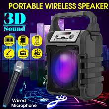 Portable Karaoke Speaker 3D Wireless bluetooth Speaker System Bass Subwoofer FM Radio with Wired Mic Support USB/TF Card/AUX 2024 - купить недорого