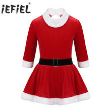 Kids Girls Christmas Santa Dance Costume Xmas Keyhole Back Figure Ice Skating Roller Ballet Dance Velvet Leotard Ballroom Dress 2024 - buy cheap