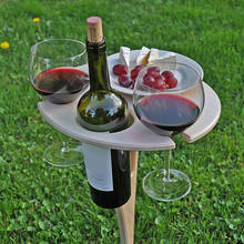 Mesa de vino portátil para exteriores, Mini mesa de Picnic de madera, redonda y plegable, fácil de llevar 2024 - compra barato