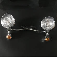 Motorcycle Amber Spot Lights With Turn Signal Lights Steel Bar For Harley Dual Sport Bike Cruiser Bobber Chopper Touring Atv 2024 - buy cheap