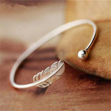 925 prata esterlina tamanho ajustável pena pulseira pingente & pulseira para mulheres elegante casamento joias slai 2024 - compre barato