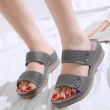 Women Comfortable Wedge Sandals 2020 Summer Ladies Casual Platform Shoes Female Geometry Pattern Slipper Sandals 42 2024 - buy cheap