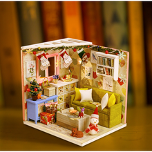 Casa de bonecas de madeira, natal, montar miniatura com móveis, brinquedos, criativo, artesanato, modelo, kits de construção 2024 - compre barato