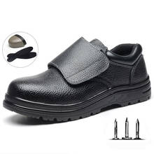 Zapatos de trabajo para hombres, calzado de seguridad con punta de acero de cuero de vaca, antiperforación, resistente al ácido y al álcali 2024 - compra barato