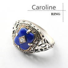 Vampire Diaries Caroline S925 Sterling Silver Ring Purely Handmade Lapis Lazuli Women Men Rings Jewelry Birthday Gifts 2024 - buy cheap