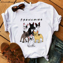 Camiseta de Bulldog Francés para mujer, tops informales para mujer, camiseta harajuku de manga corta con cuello redondo para mujer 2021 2024 - compra barato