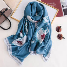 Fashion Brand Designer Floral Silk Scarf Women Summer Print Shawls and Wraps Pashmina Foulard Femme Soft Sjaal Bufandas Mujer 2024 - buy cheap