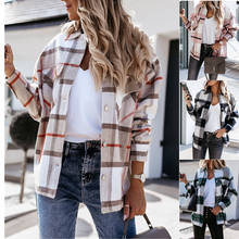 Spring Autumn Winter Long Sleeve Loose Fit Plaid Jacket Women Coat Cotton Single Breasted Outerwear 2024 - buy cheap