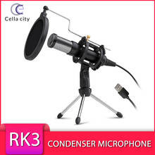 CELLA CITY USB Condenser Microphone Computer Recording PC Gaming Live Streaming K Song Equipment With Blowout Prevention Net 2024 - buy cheap