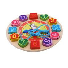 Brinquedos de madeira relógio de madeira dos desenhos animados brinquedos de puzzle cognitivos digitais relógio de madeira brinquedos de montagem de rosqueamento dos desenhos animados 2024 - compre barato