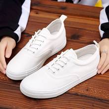 Sapatos baixos de lona para casais femininos, versão coreana, sapatos brancos para estudantes, sapatos baixos para homens e mulheres 2024 - compre barato