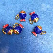 Charms fish shape cloisonne gold-color assorted color cute accessories beads new arrival jewelry making 5pcs 12*16mm B2373 2024 - buy cheap