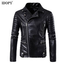 Idopy jaqueta de motocicleta masculina, casaco de couro para homem tamanhos grandes de alta qualidade com zíper 2024 - compre barato