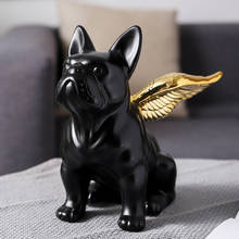 FRENCH BULLDOG STATUE ANIMALS GOLDEN WINGS BLACK DOG ART SCULPTURE CERAMICS CRAFT NORDIC MODERN HOME DECOR ORNAMENT R4312 2024 - buy cheap