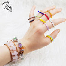 Momiji-anillos de cuentas coreanas para mujer, anillos de piedra Natural, regalos, conjunto de anillos de joyería Casual ajustable 2024 - compra barato