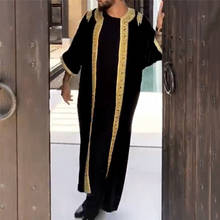 Мужская мусульманская Мода 2021, ИД Рамадан, Новая Винтажная абайя, Дубай, Турция, Мужская одежда, Повседневное платье, свободная Исламская одежда 2024 - купить недорого