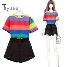 Trytree 2020 Summer Women Two Piece Set Casual O-neck Stripe T-shirt Tops + Skirt Pockets Mini Tassel Fashion Set 2 Piece Set 2024 - buy cheap