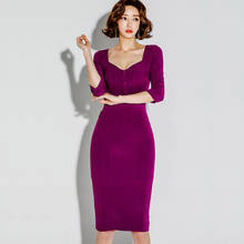 Fashion women comfortable high quality elegant formal dress new arrival temperament party cute sexy vintage v-neck pencil dress 2024 - buy cheap