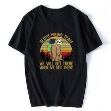 Sloth Hiking Team We Will Get There Funny Vintage Men T-Shirt Harajuku Streetwear Funny  Aesthetic Cotton Men Black Tshirt 2024 - buy cheap