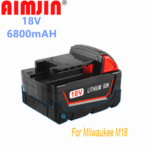 Аккумулятор AIMJIN 6800 мАч 18 в для электроинструментов Milwaukee M18 48-11-1815 48-11-1850 2604-22 2604-20 2708-22 2607-22 48-11-1828 2024 - купить недорого