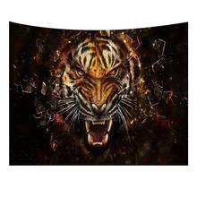 3D Tiger Wall Hanging Wild Tiger Roaring 3D Art Print Tapestry Decor 2024 - buy cheap