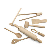 8pcs Kitchen Toys Beech Wooden Baby Pretend Play Kids Interactive Learning Toys Kitchen Items Cooking Food Cookware Accessories 2024 - buy cheap