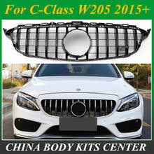 For C Class W205 GT R GTR Front Bumper Mesh Grill Grille Fit for mercedes W205 C200 C300 Sports No/with Camera hole 2024 - buy cheap