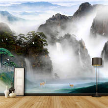 Customize New Chinese fairyland art TV sofa background wall custom large mural green wallpaper papel de parede para quarto 2024 - buy cheap