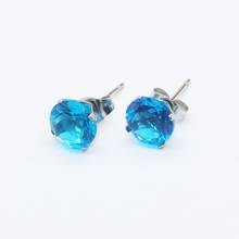 316 L Stainless Steel Stud Earrings With 3mm To 8mm Ocean Blue Zircons No Fade Allergy Free Classic Style 2024 - buy cheap
