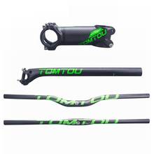 Tomwi-fi-conjunto de barras para ciclismo de montanha, tg1t23, verde, fosco, 3k, fibra de carbono, mtb, guidão, selim, haste 2024 - compre barato