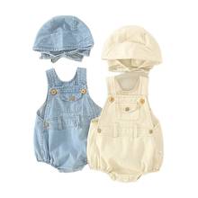 Baby Summer Bodysuits  Baby Grils 2 Pieces Suits Denim Jumpsuit+hats Newborn Baby Jeans Clothing Set Infant Baby Boys Clothes 2024 - buy cheap