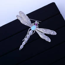 Lovely Dragonfly Brooch Artificial Opal Silver Color Brooches Pins Cute Animal Insect Zircon Jewelry Pin Broche Christmas Gifts 2024 - buy cheap