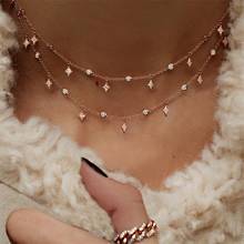 Vintage Multilayer Crystal Necklace Women Gold Color Moon Star Horn Crescent Pendant Necklace Fashion Choker Jewelry New 2021 2024 - buy cheap