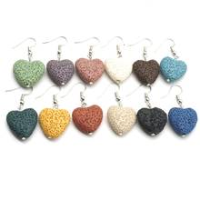 13 colors Heart Lava Stone Aroma Essential Oil Diffuser Earrings Aromatherapy Jewelry Minimalist Lava Rock Stone Earings 2024 - buy cheap