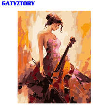 GATYZTORY Frame Cello Girl Diy Painting By Numbers Kit Modern Wall Art Picture By Numbers Figure Painting For Home Decoration 2024 - buy cheap