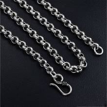 Новинка 2020, S925 чистое серебро, модное тайское серебро, пеньковая веревка, мужское ожерелье, персонализированная винтажная цепочка для ключиц, женское серебро 2024 - купить недорого