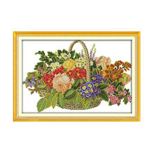 Basket of flowers cross stitch kit flower 18ct 14ct 11ct count printed canvas stitching embroidery DIY handmade needlework 2024 - buy cheap