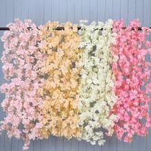 Flor de Cerezo Artificial de 180cm para mantenimiento fresco, cabeza de flor de seda sintética, pared de flores colgantes, vid de Rosa Artificial para boda 2024 - compra barato