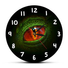 Bugbear Eyeball Reptile Dinosaur Eye Modern Wall Clock Green Dino Dragon Eye Fantasy Gothic Printed Watch Nursery Home Decor 2024 - buy cheap