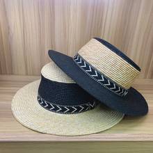 2021New Retro Color Matching Hat Female Ribbon Straw Sun Hat For Women Outdoor Sunshade Straw Hat Summer Flat Top Beach  Bonnets 2024 - buy cheap