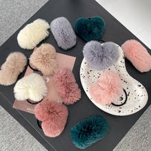 Autumn and Winter Children Cute Faux Fur Heart Scrunchies Rubber Bands Hairpins Girls Sweet Soft Hair Clips Kid Hair Accessories 2024 - buy cheap