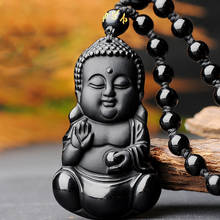 Colgante de Jade tallado a mano para hombres y mujeres, joyería de moda de obsidiana, collar de muñeca de Buda, Natural, chino, negro 2024 - compra barato