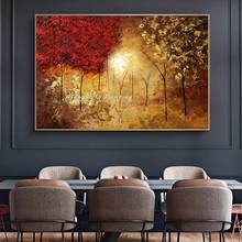 Artirx pintura a óleo abstrata de paisagem, pintada à mão, árvores, tela, arte pop moderna, imagem de parede para decoração de casa, sala de estar 2024 - compre barato