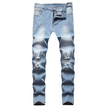 2021 Selling Fashion Men Clothing Jeans Motorcycle Water Wash Ripped Hole Plus Size 28-42 Male Denim Trousers High Quality 2024 - buy cheap