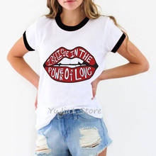 vogue t shirt Red lips print t-shirt graphic tees women harajuku ulzzang shirt haut femme white tshirt camiseta mujer tops 2024 - buy cheap