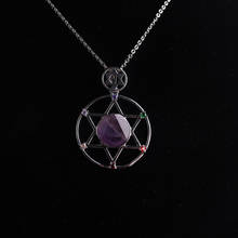 Simple Natural Pure Amethysts Cut by Hand Stone High Quality Pentagram Alloy Necklace Pendant  Jewelery Necklace Choker 6pcs 2024 - buy cheap