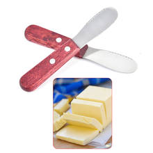 Espátula espátula de acero inoxidable con mango de madera, cuchillo para mantequilla y queso, herramienta de cocina 2024 - compra barato
